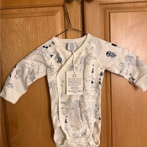 Polarn O. Pyret Cream and Navy Kids Bodysuit